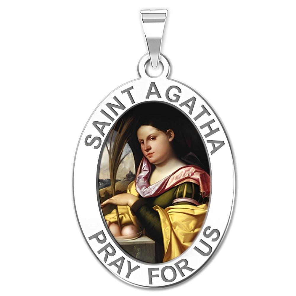 Saint Agatha Religious Color Oval Medal