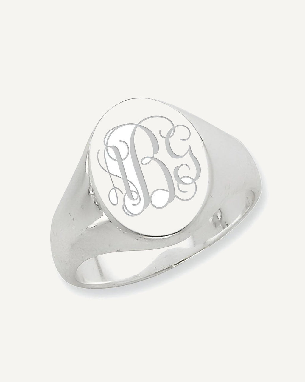Sterling Silver Men's Oval Solid Back Signet Ring