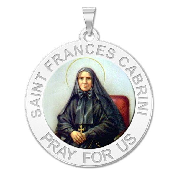 Saint Frances Cabrini Round Religious Medal Color