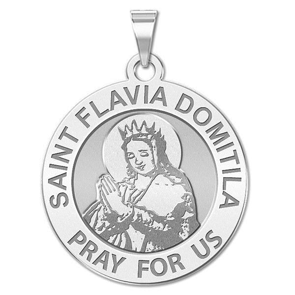 Saint Flavia Domitila Round Religious Medal  "EXCLUSIVE"