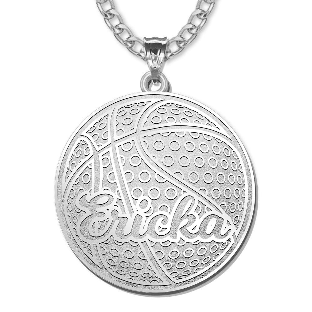 Personalized Basketball with Script Name Disc Pendant or Charm