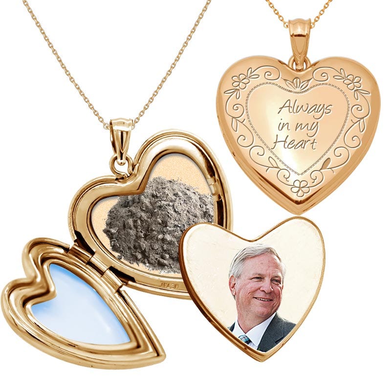 'Always in my Heart' Cremation & Hair Photo Locket