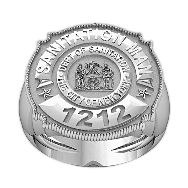 Personalized Sanitation Badge w/ Number, Department, & Rank
