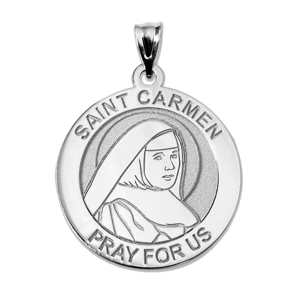 Saint Carmen Round Religious Medal