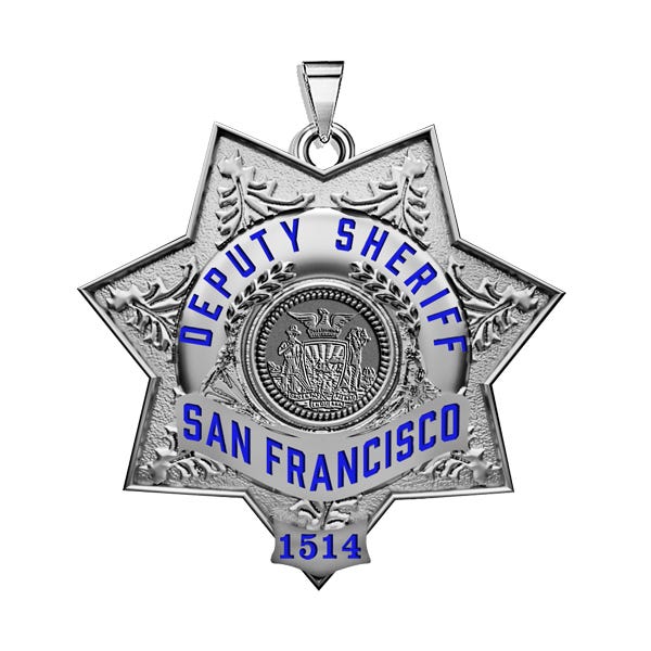 Personalized San Francisco California Sheriff Badge with Rank, Number & Dept.