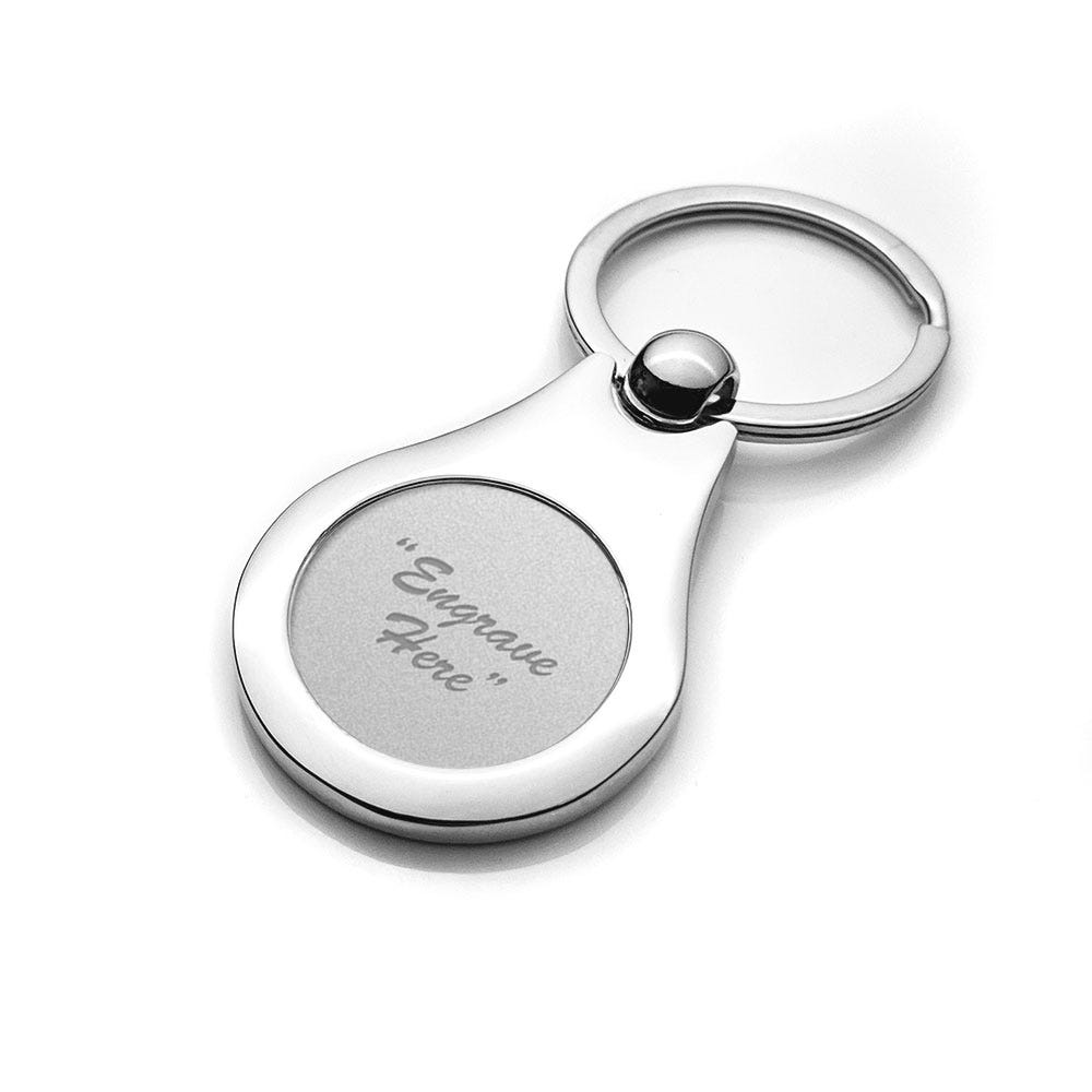 Engravable Stainless Steel Round Keychain