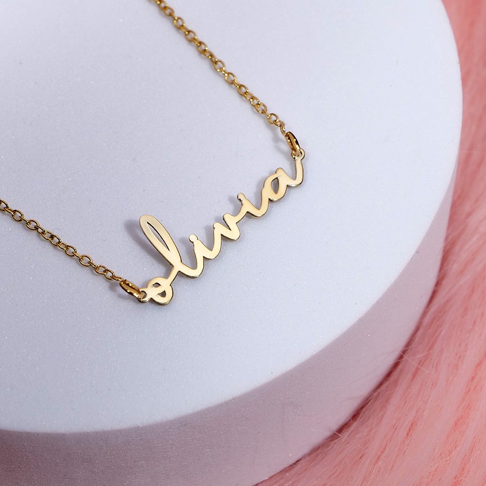 Simple Elegance Script Name Necklace with Chain Included