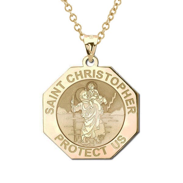 Saint Christopher Perfect Octagon Religious Medal