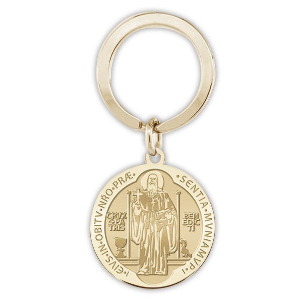 Saint Benedict Jubilee Religious Engravable Keychain