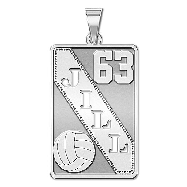 Personalized Volleyball Pendant w/ Cut-out Name & Number