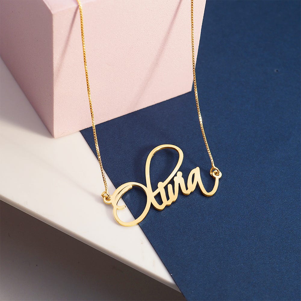 Dainty Script Name Necklace with chain
