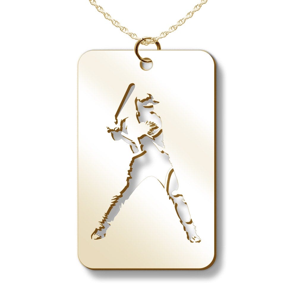 Baseball Slugger Cut-out Rectangle Pendant