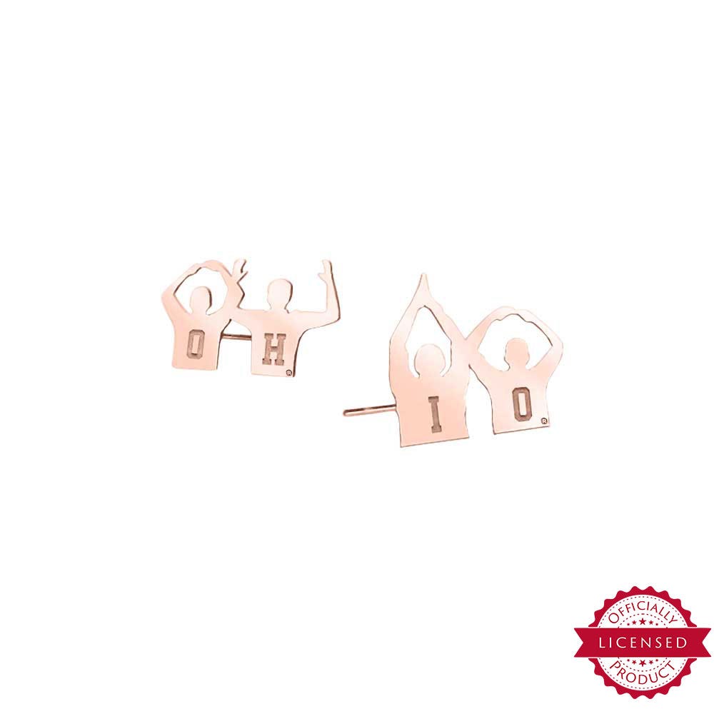 Pair Of Separated Ohio State Silhouette Earrings