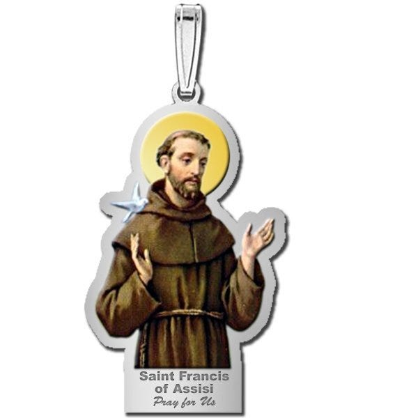 Saint Francis of Assisi Outlined Religious Medal Color