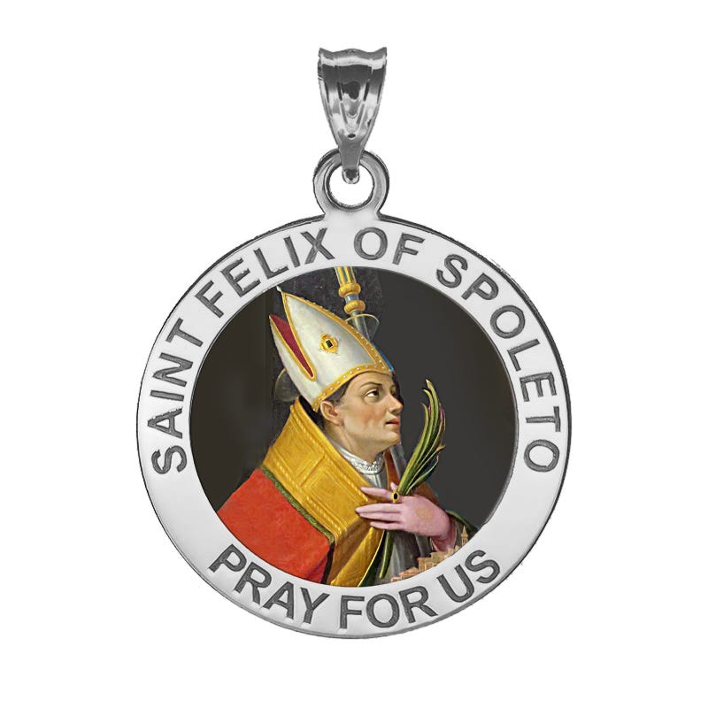 Saint Felix of Spoleto Round COLOR Religious Medal  "EXCLUSIVE"