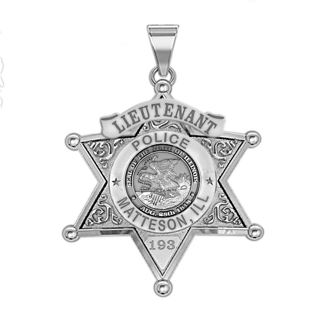Personalized Illinois 6 Point Star Sheriff Badge with Your Rank, Department and Number