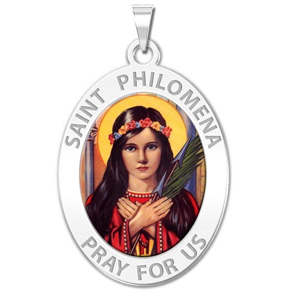 Saint Philomena Oval Religious Color Medal
