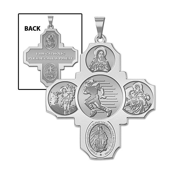 Four Way Cross - Football Religious Medal