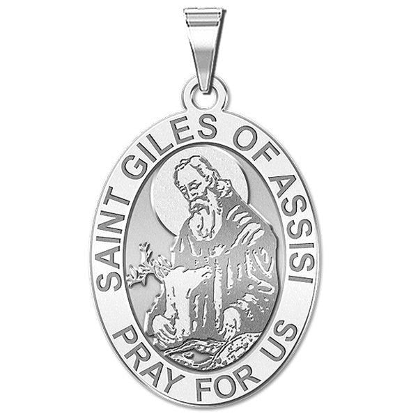 Saint Giles of Assisi Religious Medal - Oval "EXCLUSIVE"