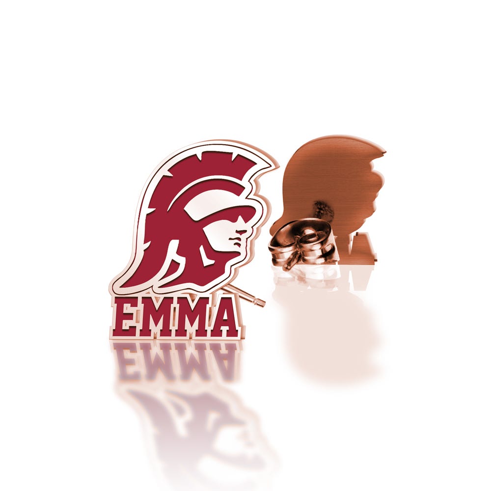 Personalized Pair Of USC Color Enamel Trojan Name Earrings