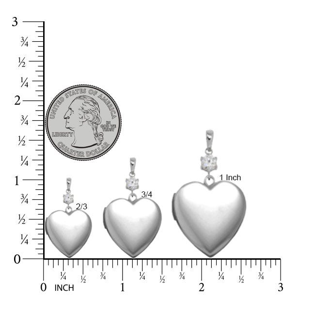 Silver "Sweetheart" Cubic Zirconia Accent Heart Photo Locket