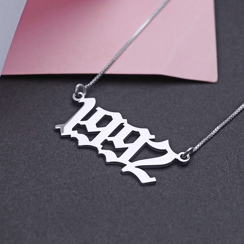Old English Date Necklace with Chain Included