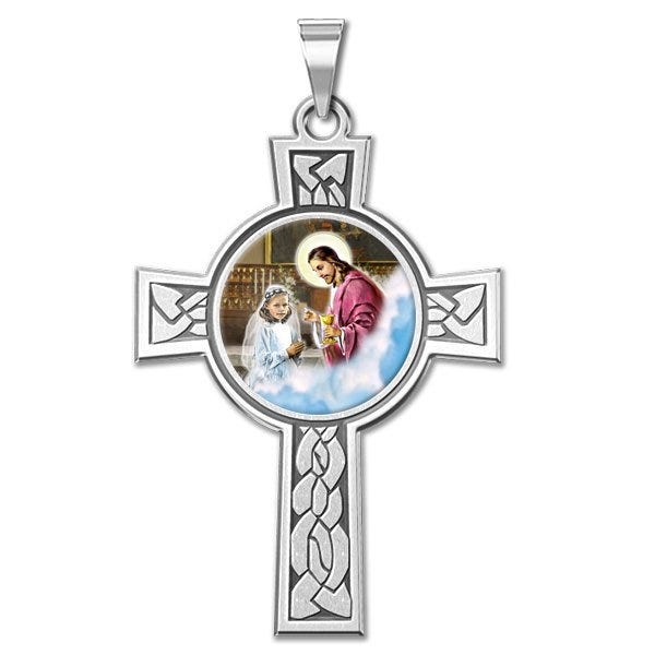 First Holy Communion Girl Cross Medal  "Color EXCLUSIVE"