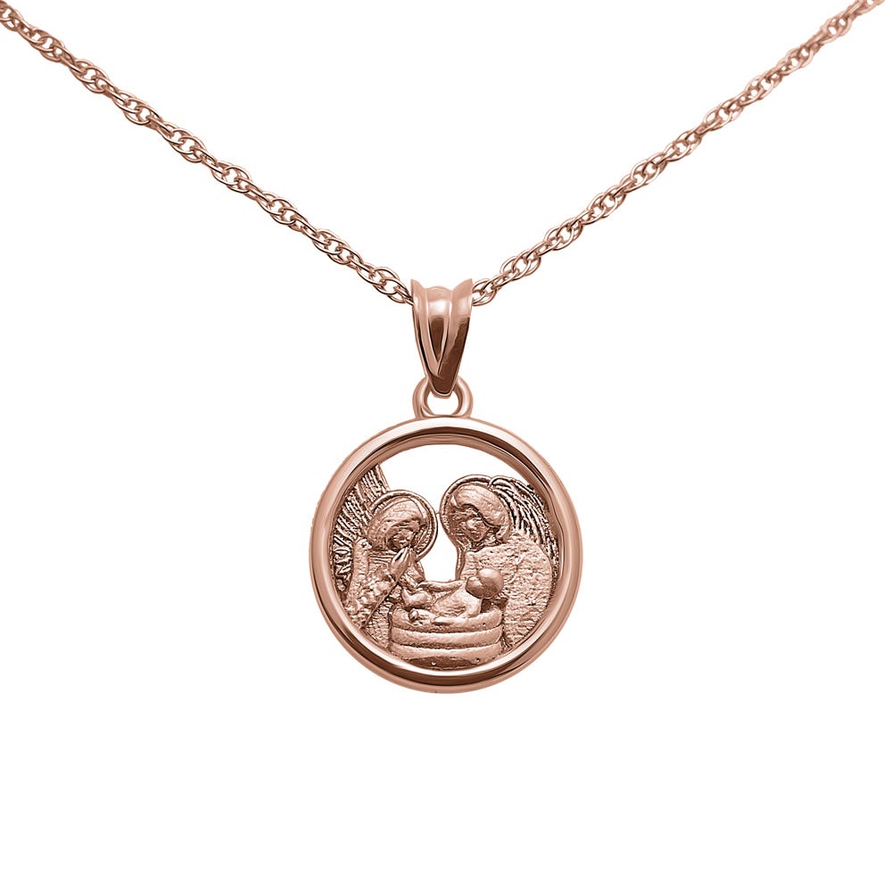 14k Satin & Polished Baptism Pendant