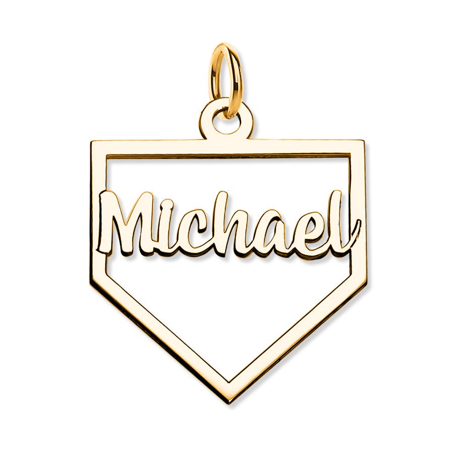 Personalized Cut-out Baseball Homeplate Pendant w/ Name