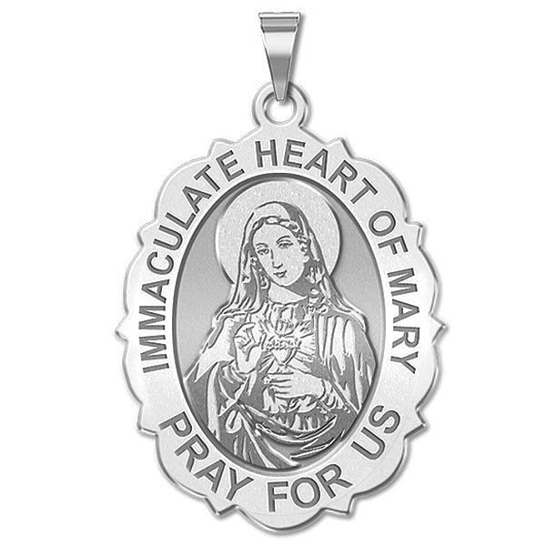 Immaculate Heart of Mary Scalloped Oval Religious Medal "EXCLUSIVE"