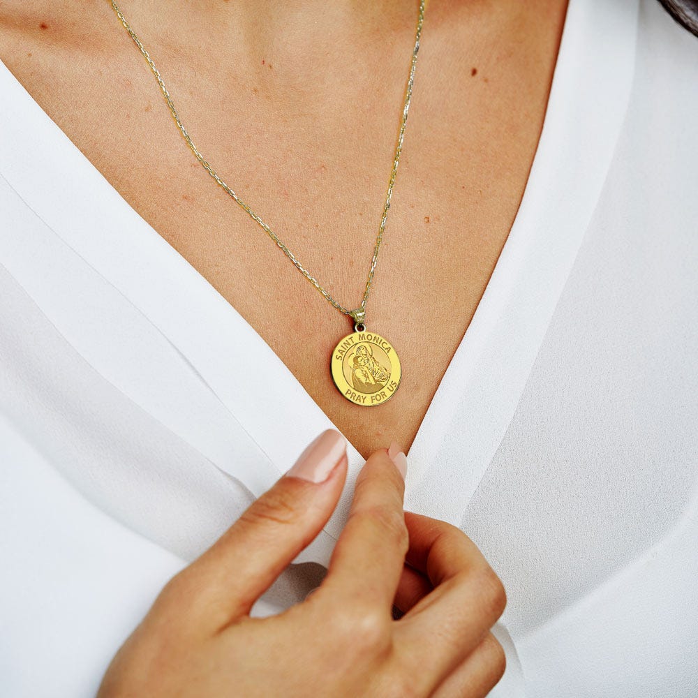Saint Monica w/ her son Saint Augustine Religious Medal