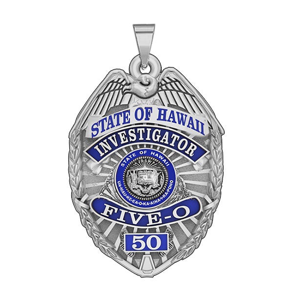 Personalized Hawaii FIVE-O Police Badge with Your Rank and Number