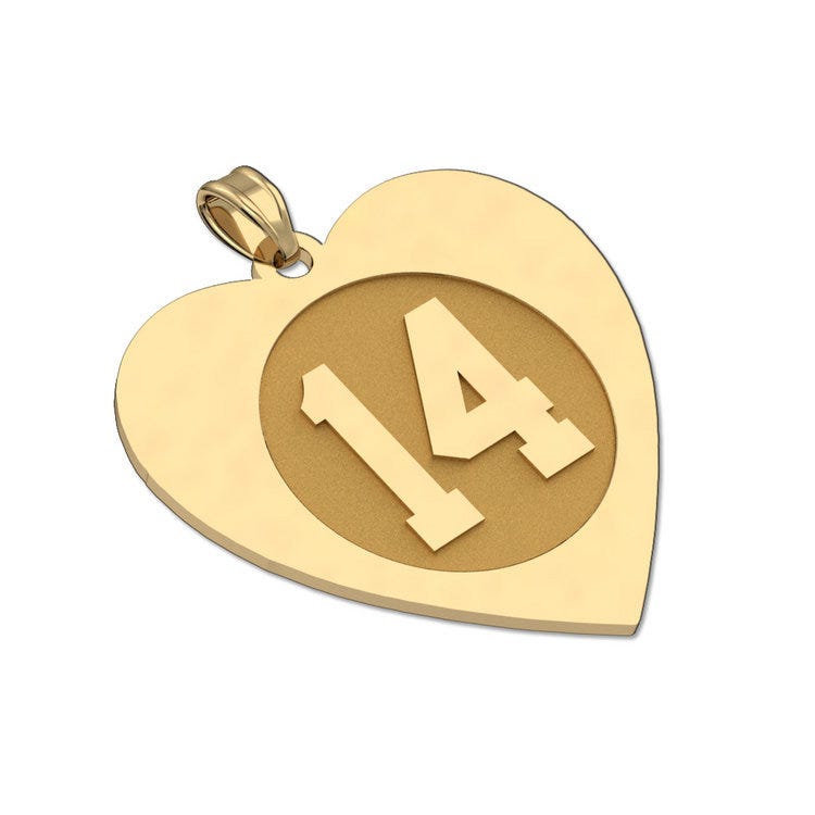 Heart Shaped Number Charm or Pendant