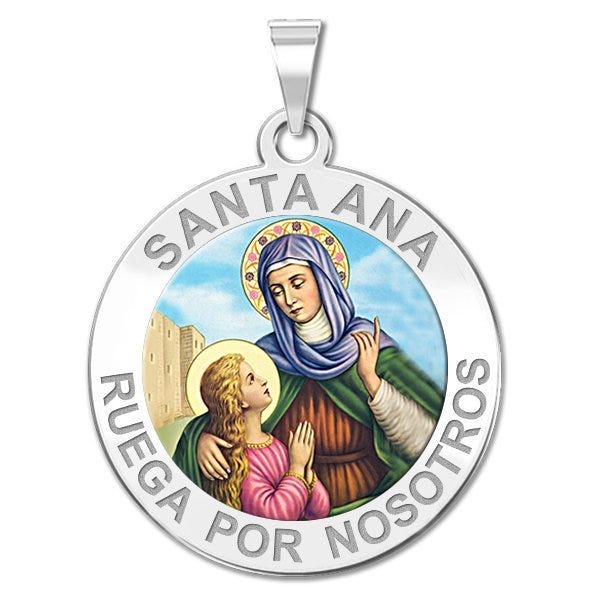Santa Ana Round Color Religious Medal