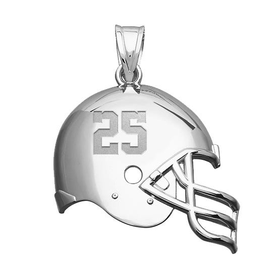 Personalized 3D Football Helmet with Number Charm or Pendant