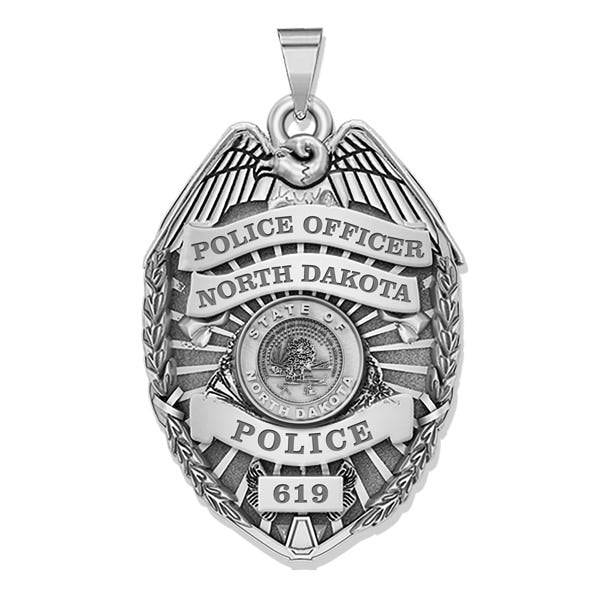Personalized North Dakota Police Badge with Your Rank, Number & Department