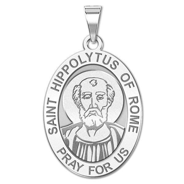 Saint Hippolytus of Rome OVAL Religious Medal  "EXCLUSIVE"