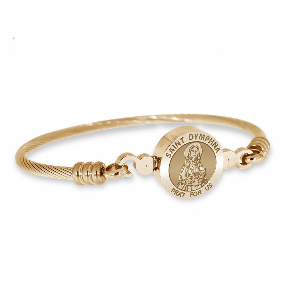 Stainless Steel Saint Dymphna Bangle Bracelet