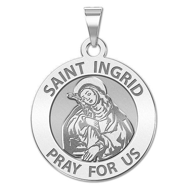 Saint Ingrid Round Religious Medal "EXCLUSIVE"