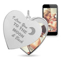 "I Love You to the Moon and Back" Heart Swivel Photo Pendant