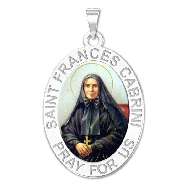 Saint Frances Cabrini Oval Religious Medal Color