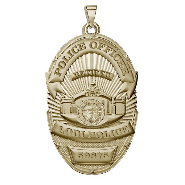 Personalized Lodi California Police Badge with Your Rank and Number
