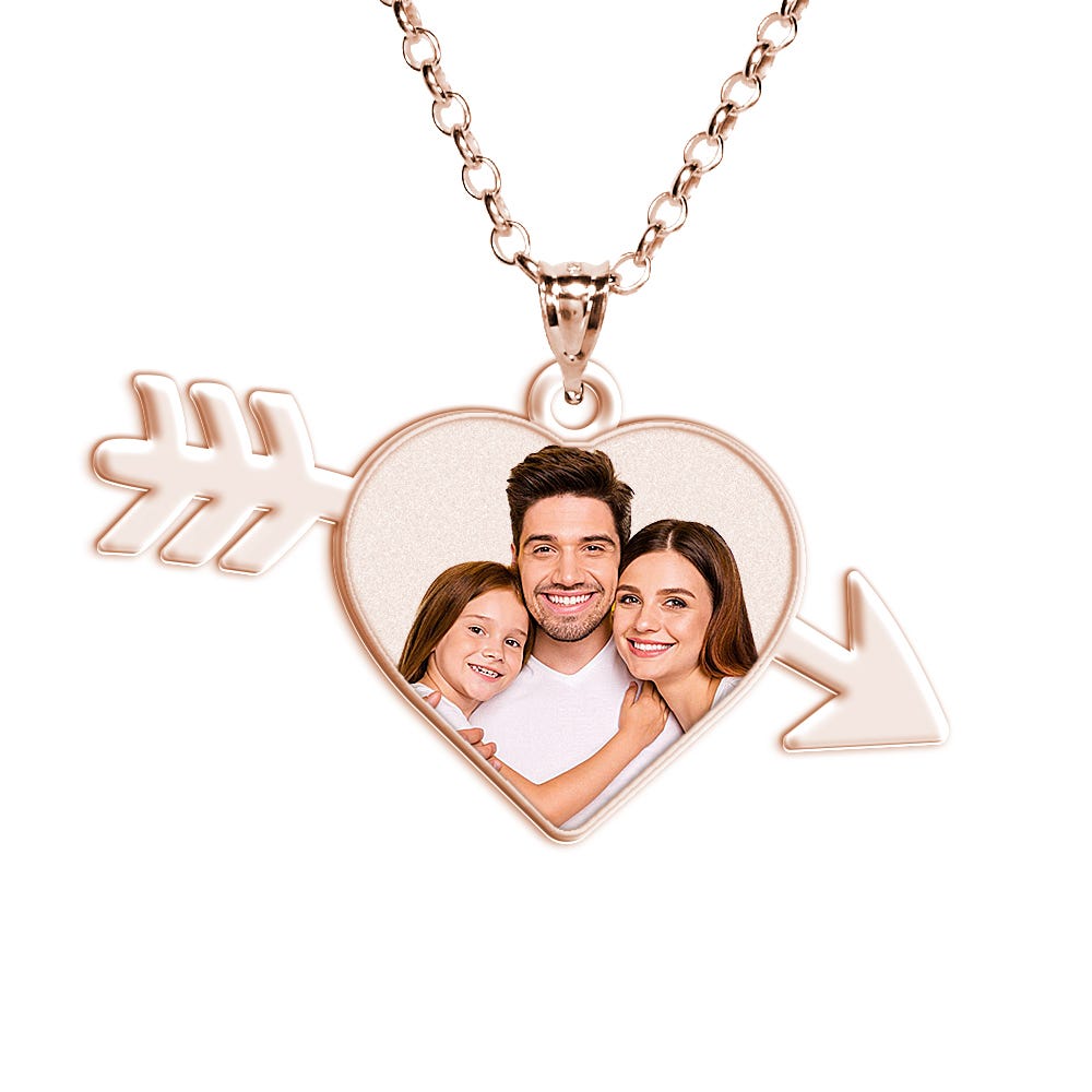 Dripping Heart with Arrow Photo Pendant