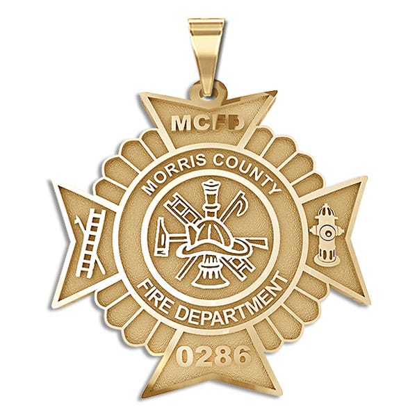 Maltese Cross Firefighter Badge with Your Number & Department