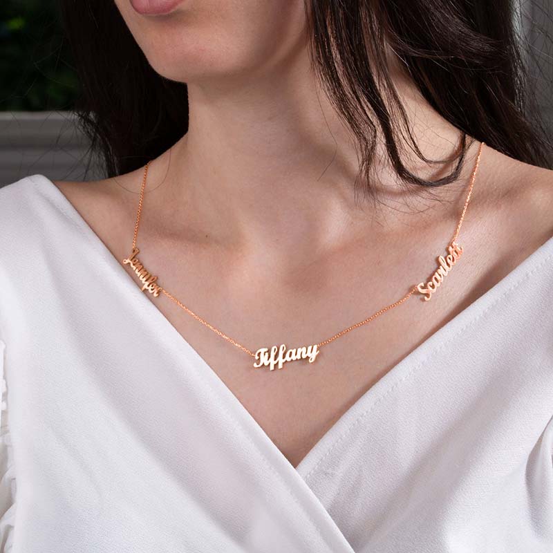 Sterling Silver Personalized Multiple Name Necklace with Chain Included