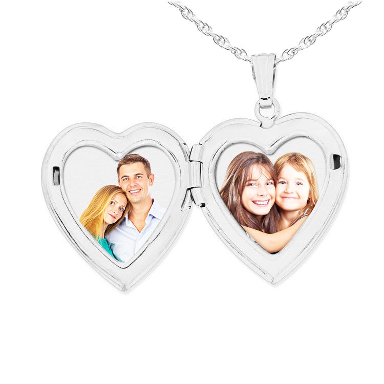 Silver Mother of Pearl Cross Heart Photo Locket