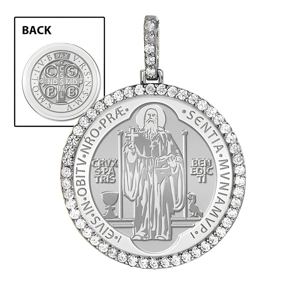 Large Saint Benedict Diamond Round Religious Jubilee Medal