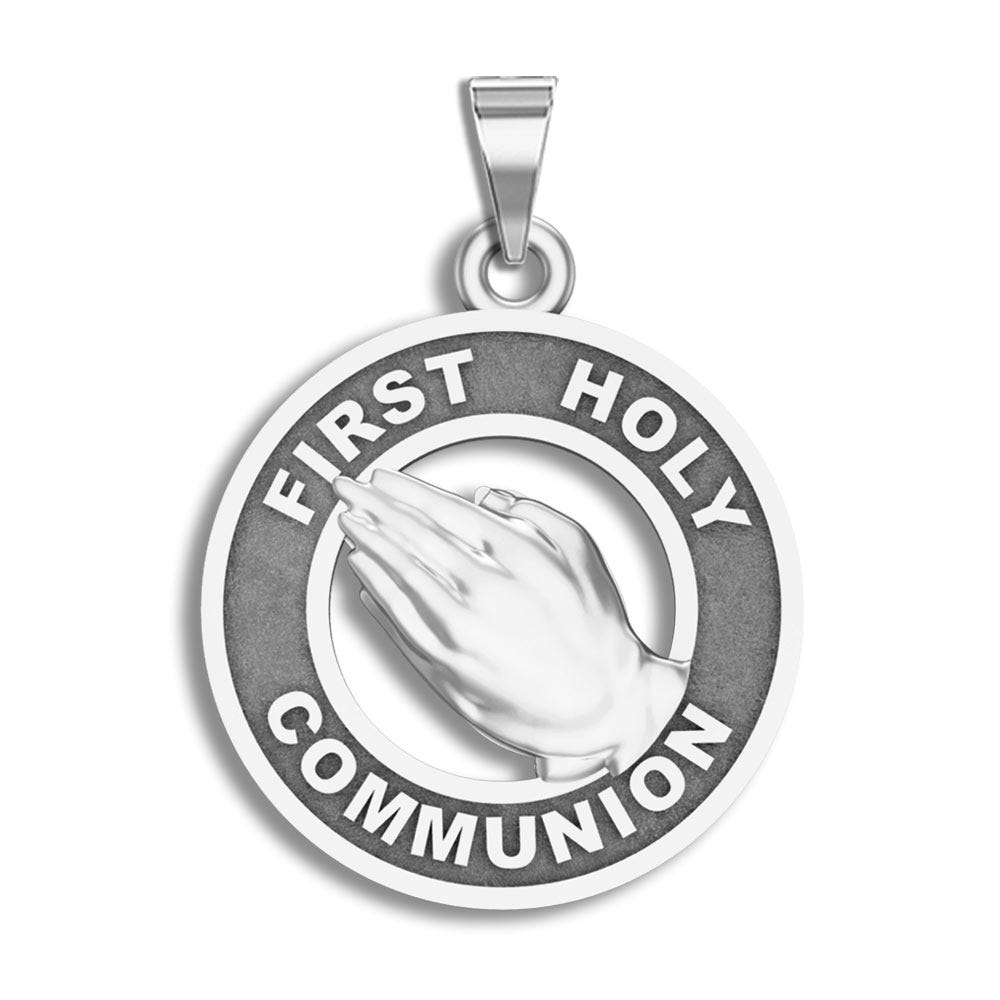 14K Yellow Gold Holy Communion Religious Medal