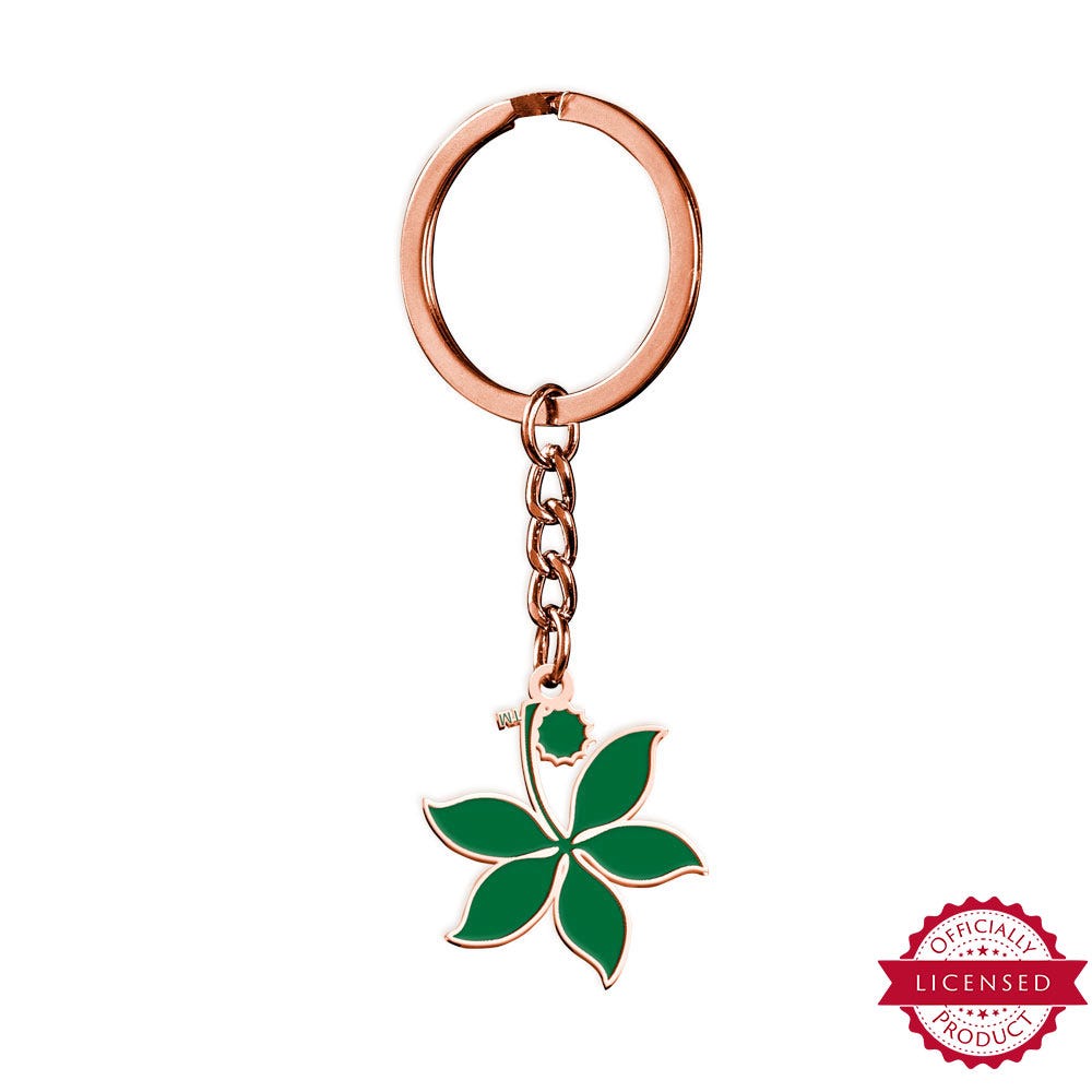 Buckeye Color Enamel Leaf Keychain