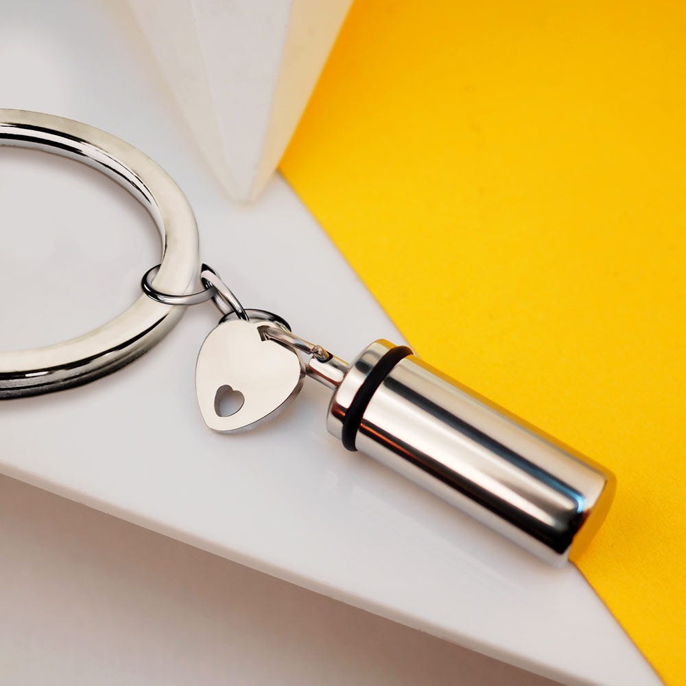Cylinder Shaped Cremation and Ash Vessel Keychain